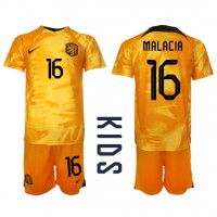 Fotbalové Dres Holandsko Tyrell Malacia #16 Dětské Domácí MS 2022 Krátký Rukáv (+ trenýrky)